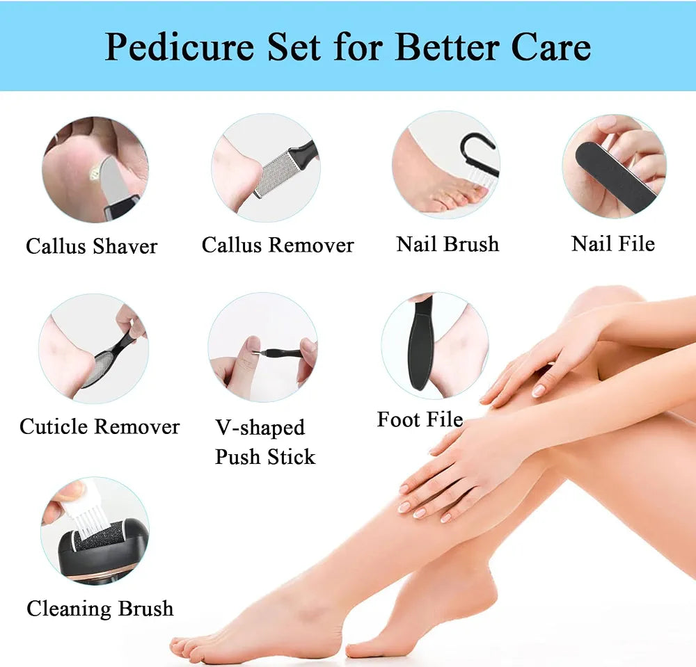 Callus Remover for Feet Electric Foot File, 13-in-1 Professional Pedicure Tools Foot Care Kit, Foot Scrubber Pedi for Hard Cracked Dry Dead Skin, 3 Rollers, 2 Speed, Battery Display