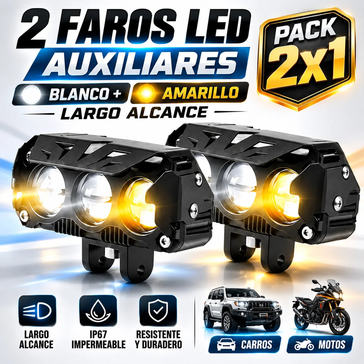 FARO LED AUXILIAR DE 3 LENTES — 2 UNIDAD
