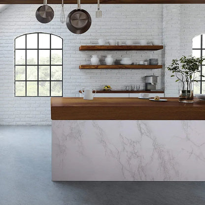 practicalWs Glossy Marble Contact Paper White Peel and Stick for Countertop