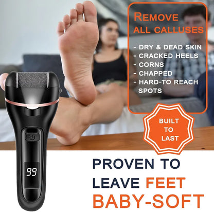 Callus Remover for Feet Electric Foot File, 13-in-1 Professional Pedicure Tools Foot Care Kit, Foot Scrubber Pedi for Hard Cracked Dry Dead Skin, 3 Rollers, 2 Speed, Battery Display 