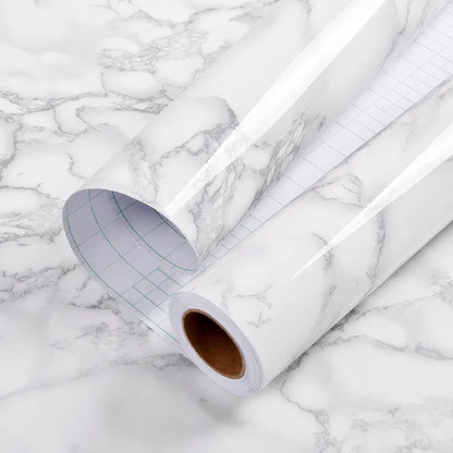 practicalWs Glossy Marble Contact Paper White Peel and Stick for Countertop