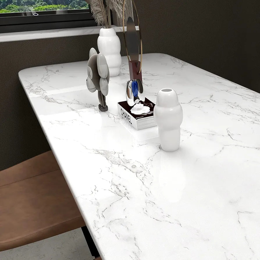 practicalWs Glossy Marble Contact Paper White Peel and Stick for Countertop